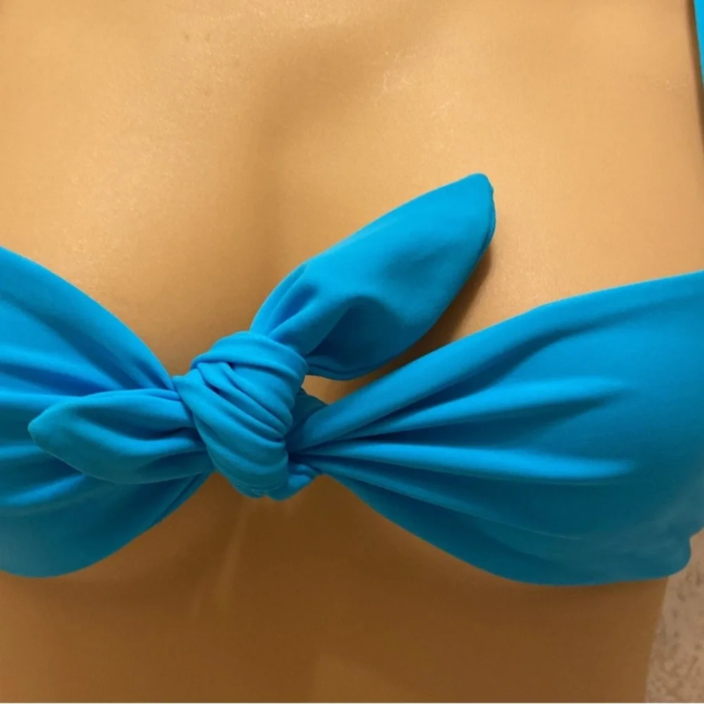 Fashion Nova Blue Knotted Bikini with Gingham Bottoms